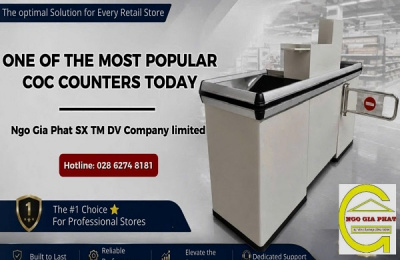 Mẫu quầy thu ngân COC/Check-out Counter phổ biến cho siêu thị, trung tâm mua sắm hiện nay
